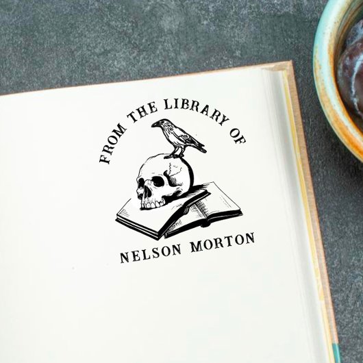 Tampons Encreurs Corbeau | Crâne gothique De La Bibliothèque De