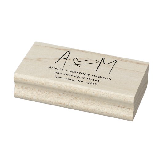Tampons Encreurs Couple Monogram Heart Address (Tampon)