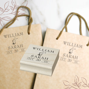 Tampons Encreurs Couples Nouveaux mariés Noms Typographie Simple Él