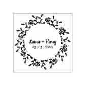 Tampons Encreurs Couronne avec Fleurs sauvages en noir pour Mariage (Impression)