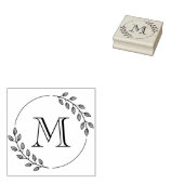 Tampons Encreurs Couronne de feuilles rondes monogramme initial (Tamponné)