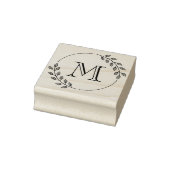 Tampons Encreurs Couronne de feuilles rondes monogramme initial (Tampon)