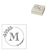 Tampons Encreurs Couronne de feuilles rondes Monogramme Initial Nom (Tamponné)