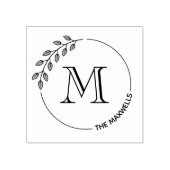 Tampons Encreurs Couronne de feuilles rondes Monogramme Initial Nom (Impression)