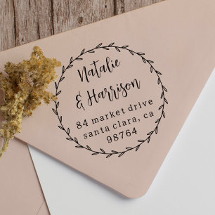 Tampons Encreurs Couronne de feuilles rustique Adresse de mariage d