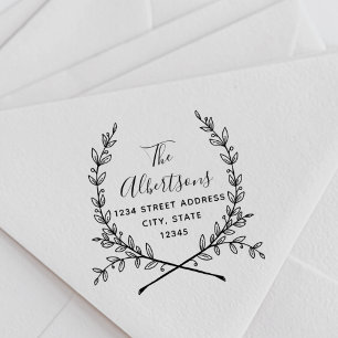 Tampons Encreurs Couronne de Laurier Calligraphie Nom Adresse de Re