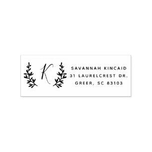 Tampons Encreurs Couronne de laurier rustique monogramme adresse de