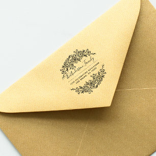 Tampons Encreurs Couronne florale chic Adresse de retour de scrip