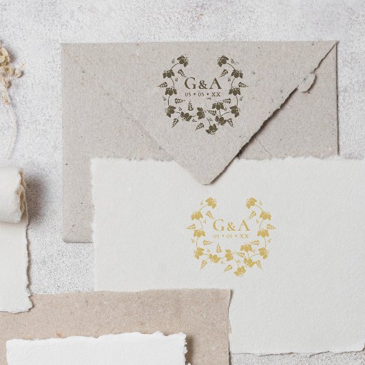 Tampons Encreurs Couronne florale élégante Initiales de mariage