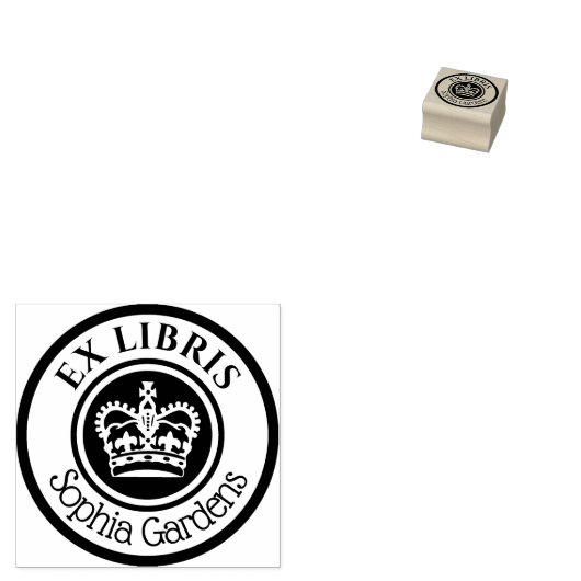 Tampons Encreurs Couronne ronde Ex Libris (Blanc sur Noir) (Tamponné)