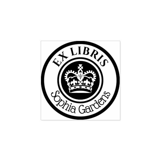 Tampons Encreurs Couronne ronde Ex Libris (Blanc sur Noir) (Impression)