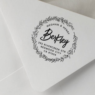 Tampons Encreurs Couronne rustique moderne Mariage Noms Adresse de