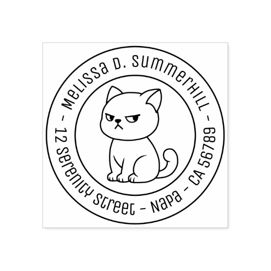 Tampons Encreurs Cranky Moody Cat Round Address (Impression)