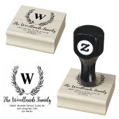Tampons Encreurs Create Family Name, Rustic Monogram Return Address