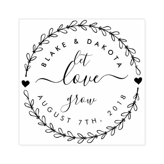 Tampons Encreurs Créez votre propre Mariage "Let Love Grow" Date (Impression)