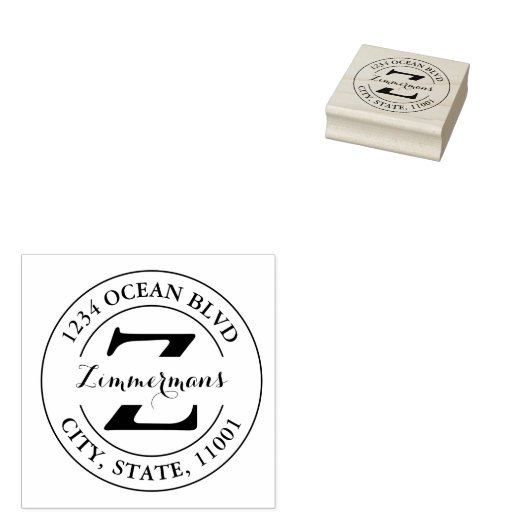 Tampons Encreurs Créez votre propre monogramme moderne en caoutchou (Tamponné)