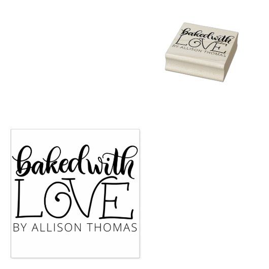 Tampons Encreurs Cuit avec amour - Timbre en caoutchouc personnalis (Tamponné)