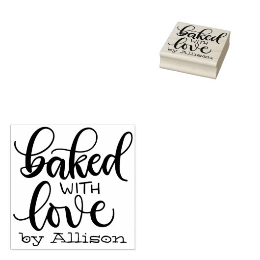 Tampons Encreurs Cuit avec amour - Timbre en caoutchouc personnalis (Tamponné)
