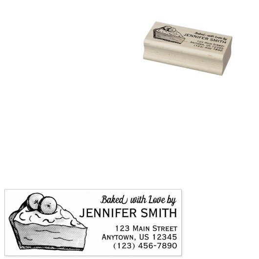 Tampons Encreurs Cuit avec Love Banana Cream Pie Slice Adresse (Tamponné)