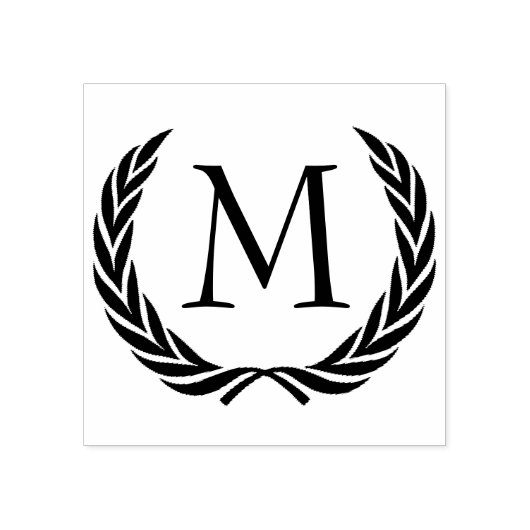 Tampons Encreurs Custom Classic Black Laurel Wreath Feuille Motif (Impression)