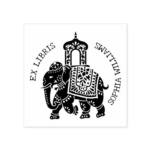 Tampons Encreurs Custom Ex Libris, Livre des éléphants indiens (Impression)