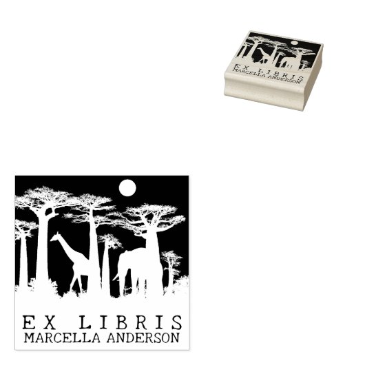 Tampons Encreurs Custom Ex Libris, Livre Forestier d'animaux africa (Tamponné)