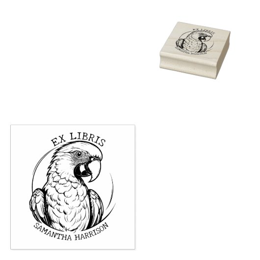 Tampons Encreurs Custom Ex Libris Parrot Bird, Bibliothèque Animal (Tamponné)