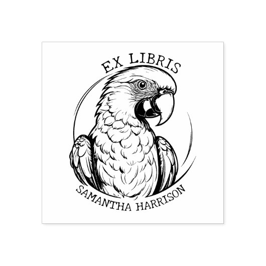 Tampons Encreurs Custom Ex Libris Parrot Bird, Bibliothèque Animal (Impression)