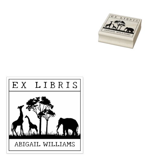 Tampons Encreurs Custom Ex Libris, Wild Animals Africa Book (Tamponné)