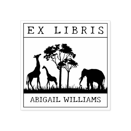 Tampons Encreurs Custom Ex Libris, Wild Animals Africa Book (Impression)