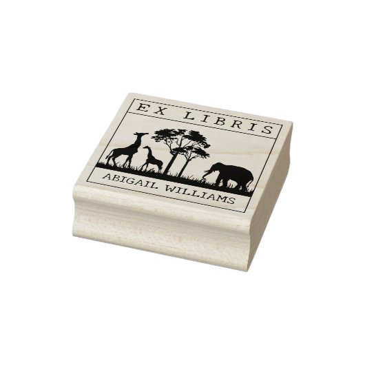 Tampons Encreurs Custom Ex Libris, Wild Animals Africa Book (Tampon)