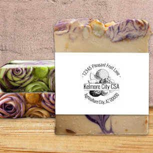 Tampons Encreurs Custom Mixed Fruit Artwork Round Address Nom