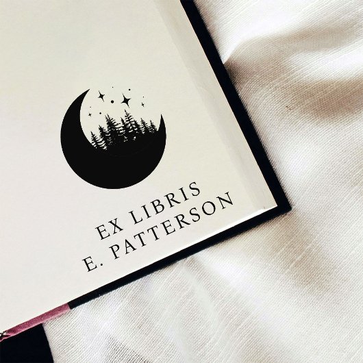 Tampons Encreurs Custom Moon Forest & Stars Ex Libris Boite