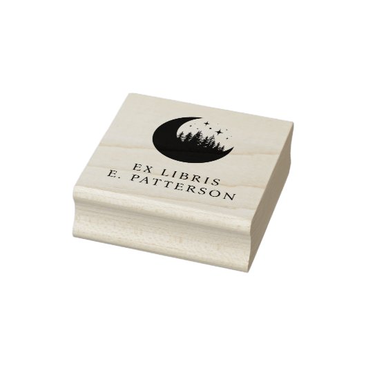 Tampons Encreurs Custom Moon Forest & Stars Ex Libris Boite (Tampon)