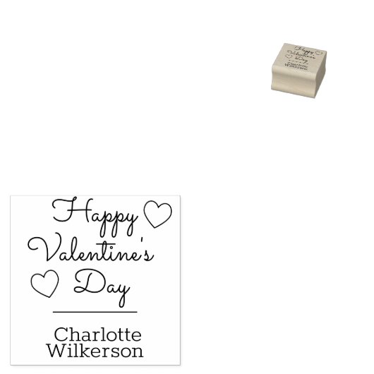 Tampons Encreurs Custom Valentine's Day Nom Timbre Coeurs Élégants (Tamponné)