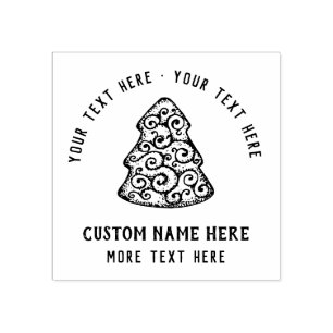 Tampons Encreurs Custom Vintage Hand-drawn Christmas Tree Cookie