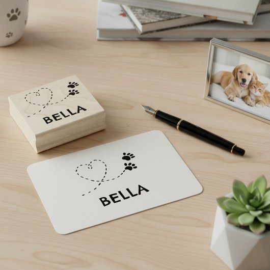 Tampons Encreurs Custom Whimsical Paw Print Name Stamp