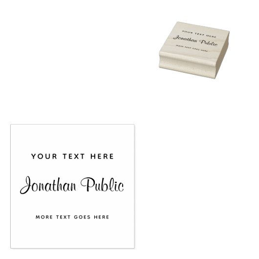 Tampons Encreurs Custom Your Text Handwritten Name Template Square (Tamponné)