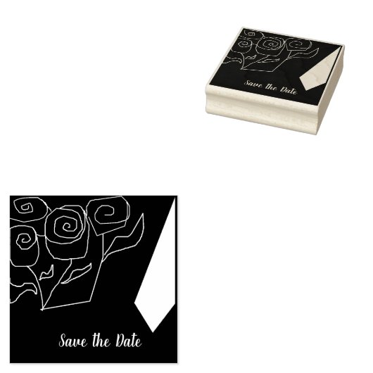 Tampons Encreurs Customisé Enregistrer la date Roses rouges et une  (Tamponné)