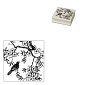 Tampons Encreurs Cute Black Bird Tree Branches Fleurs Berries (Tamponné)