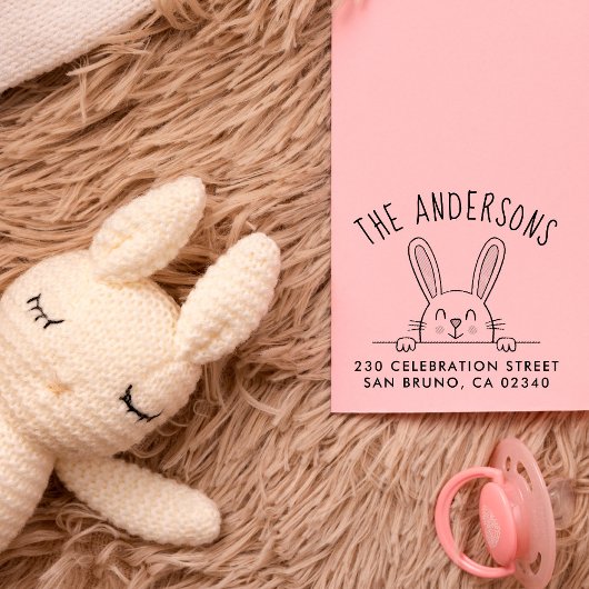 Tampons Encreurs Cute Bunny Custom Nom de famille & Adresse de reto