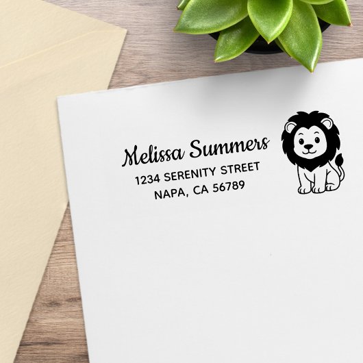 Tampons Encreurs Cute Cartoon Lion Return Address