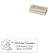 Tampons Encreurs Cute Cat Umbrella Leaf Address Rubber Stamp (Tamponné)