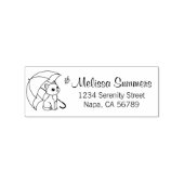 Tampons Encreurs Cute Cat Umbrella Leaf Address Rubber Stamp (Impression)