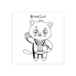 Tampons Encreurs Cute chaton chat en costume d'affaires dessin anim