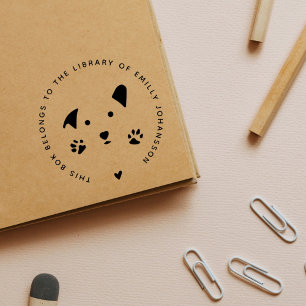 Tampons Encreurs Cute Chien Moderne De La Bibliothèque Livre