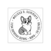 Tampons Encreurs Cute Corgi Dog Round Address (Impression)