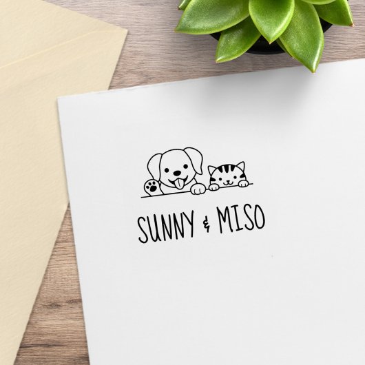 Tampons Encreurs Cute Dog and Tabby Cat Custom Names