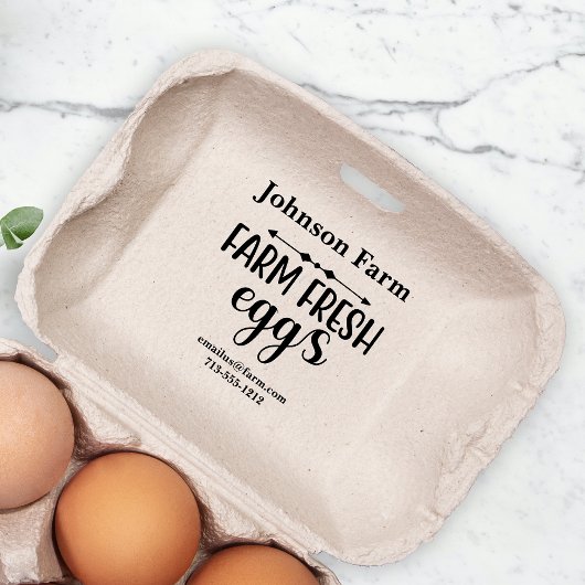 Tampons Encreurs Cute Farm Fresh Eggs Carton Ajouter un nom