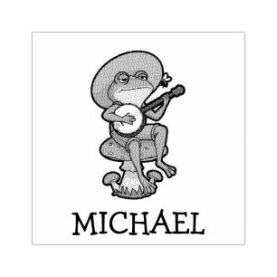 Tampons Encreurs Cute Frog Jouer Banjo sur le champignon